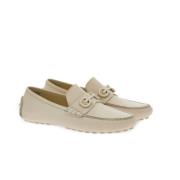 Salvatore Ferragamo Beige Gancini Plaque Läderloafers Beige, Herr