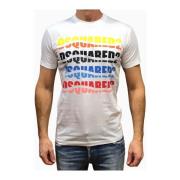 Dsquared2 Grafiskt Tryck T-Shirt White, Herr