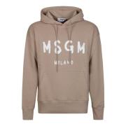 Msgm Beige Logo Print Sweatshirt Beige, Herr