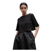 Ahlvar Gallery Lola cropped silke tee Black, Dam