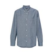 A.p.c. Indigo Bomull Broderad Skjorta Blue, Herr