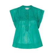 Isabel Marant Ärmlös Bomull Voile Blus Green, Dam