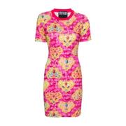 Versace Jeans Couture Heart Couture Hot Pink Jersey Klänning Multicolo...