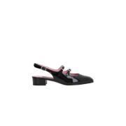 Carel Svart Lackläder Slingback Mary-Jane Black, Dam