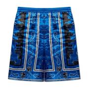 Off White Mönstrade Bermuda shorts Blue, Herr