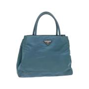 Prada Vintage Pre-owned Nylon handvskor Blue, Dam