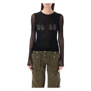 Blumarine Dubbel Fjäril Långärmad T-shirt Black, Dam