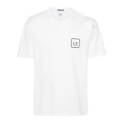 C.p. Company Vit Rund Hals Tryckt T-shirt White, Herr