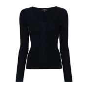 Theory V-neck Knitwear Blue, Dam