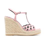 Sergio Rossi Rosa läderkil sandal Pink, Dam