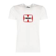 Diesel Elegant rund hals tryckt T-shirt White, Herr