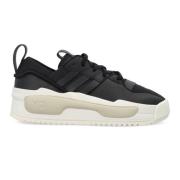 Y-3 Läder Rivarly Sneakers med Platta Snören Black, Herr