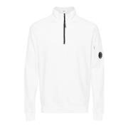 C.p. Company Vit Fleece Dragkedja Sweatshirt White, Herr