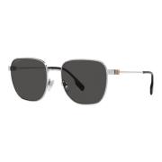 Burberry Silver/Dark Grey Sunglasses Drew BE Gray, Herr