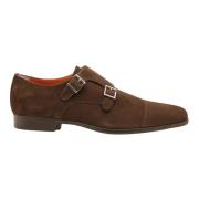 Santoni Brun Smoke Dubbel Monkstrap Sko Brown, Herr