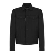 Dsquared2 Svart Jacka med Veckad Detalj Black, Herr