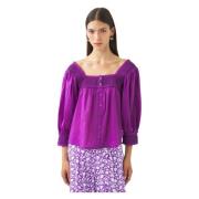 Antik Batik Perrine flödande blus Purple, Dam