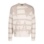 Emporio Armani Beige Intarsia-Strikkad Logotröja Beige, Herr