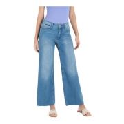 MAC Wide Fringe Jeans Blå Blue, Dam