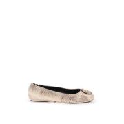 Tory Burch Pythonläder Ballerina Flats Beige, Dam