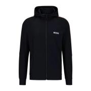 Hugo Boss Randig Zip Hoodie för Män Black, Herr