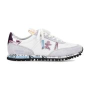 Premiata Vit och Lila Läder Sneakers Multicolor, Dam