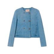 Twinset Denim Koreansk Jacka Blue, Dam