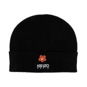 Kenzo Svart Boke Flower Ull Beanie Black, Unisex