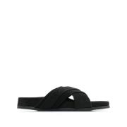 Tom Ford Svarta Mocka Logo-Stämpel Slides Black, Herr