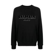 Balmain Sweatshirt med rund hals Black, Herr