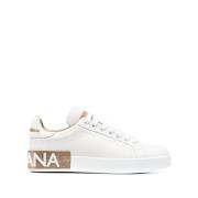 Dolce & Gabbana Vita/Guldtonade Sneakers med Märkt Hälkappa White, Dam