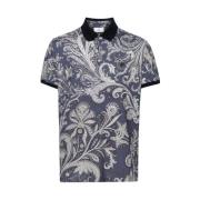 Etro Blå Paisley Polo Tröja Multicolor, Herr