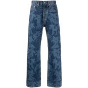 Palm Angels Jeans med palmträdstryck Blue, Herr