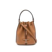 Tod's Logo-Charm Läder Bucket Väska Brown, Dam