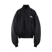 Balenciaga Svart Varsity Vadderad Nylonjacka Black, Dam