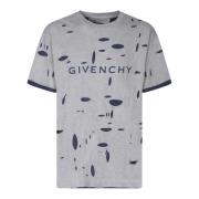 Givenchy Distressed Grey Logo Cotton Tee Gray, Herr