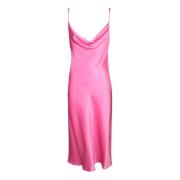 Stella McCartney Rosa Satin Ärmelös Midi Klänning Pink, Dam