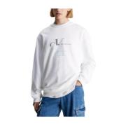 Calvin Klein Monogram Echo Sweatshirt White, Herr