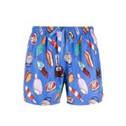 Moschino Blå Grafiskt Tryck Badshorts Blue, Herr