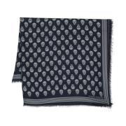 Alexander McQueen Blått Skalletrycksscarf Blue, Herr