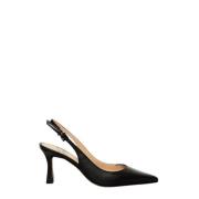 Roberto Festa Svart läder slingback sandal Black, Dam