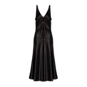 JW Anderson Tvålags satin klänning Black, Dam