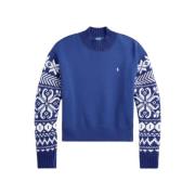 Ralph Lauren Midnight Royal Tryckt Sweatshirt Blue, Dam