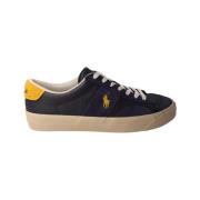 Ralph Lauren Navy Suede and Leather Sneakers Blue, Herr