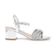 Steve Madden Silver Strappy Sandaler Gray, Dam