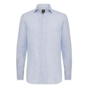 Boggi Milano Regular Fit Randig Linneskjorta Blue, Herr