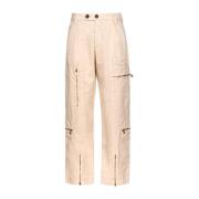 PINKO Beige Utility Tricotina Stretch Byxor Beige, Dam