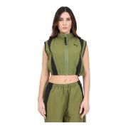 Puma Olivgrön Vävd Crop Vest Green, Dam