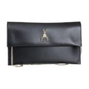 Patrizia Pepe Svart Pochette med Gyllene Flyglogo Black, Dam