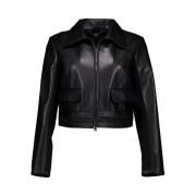 Marc Cain Leather Jackets Black, Dam